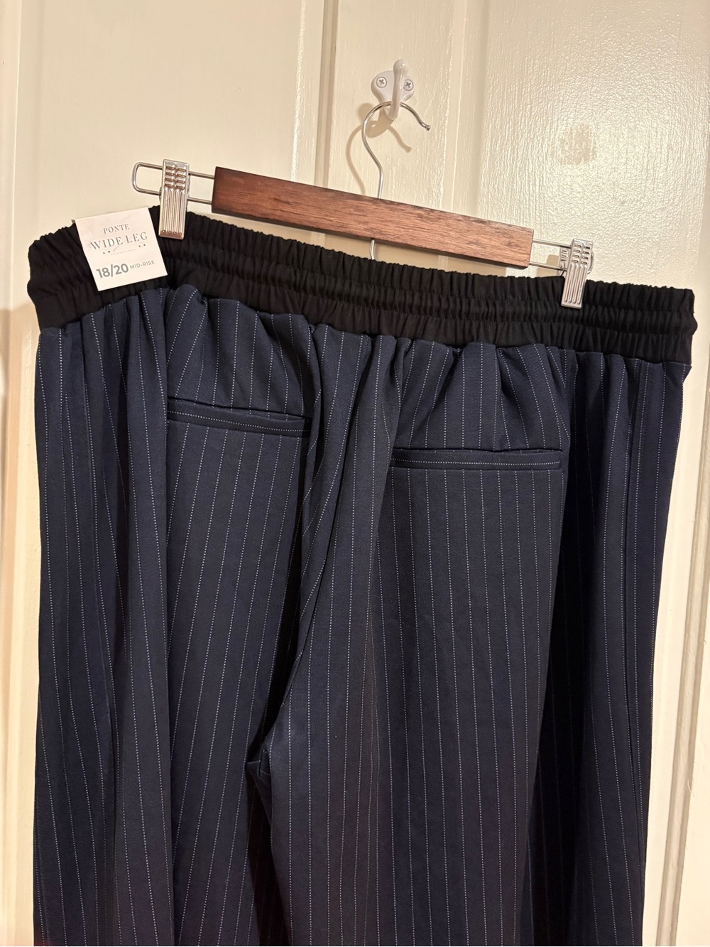 Lane Bryant Ponte Pull-On Stripe Wide Leg Pant - Picture 7 of 13